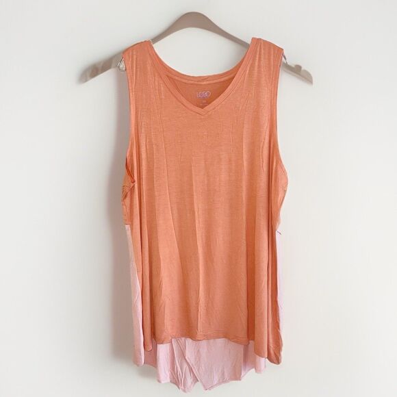 Logo Layers Tunic Top Womens Plus Size 3X Sleeveless Signature Knit Peach Orange - Picture 2 of 9